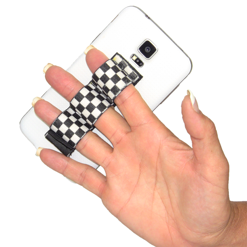 3-Loop Phone Grip - Black and White Checkers - LAZY