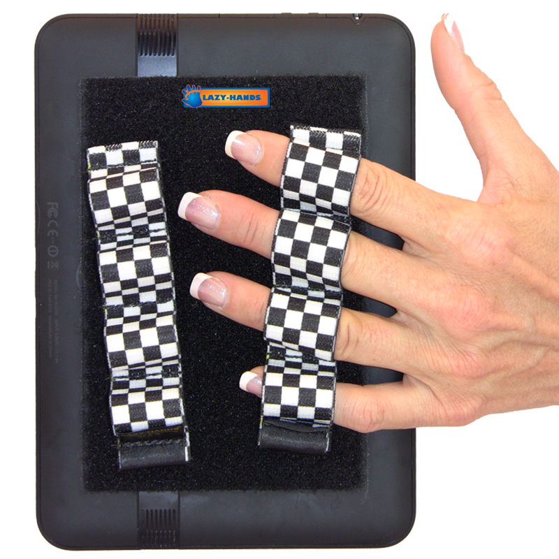 4 Loop Tablet or Reader Grips (x2) - Black and White Checkers