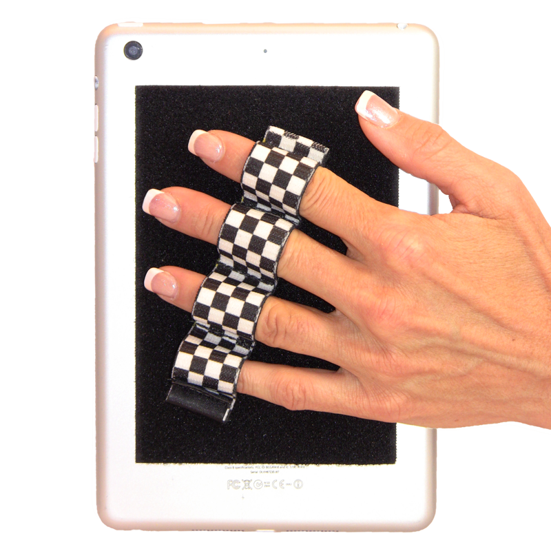 4 Loop Tablet and Reader Grip - Black and White Checkers