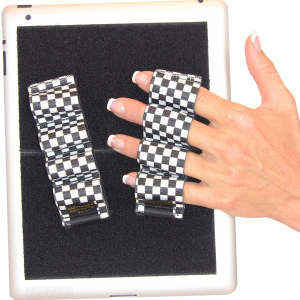 Heavy Duty 4-Loop Grips for iPad or Large Tablet (x2) - Black & White Checkers