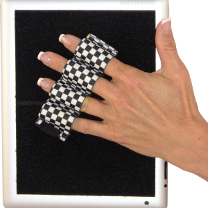 Heavy Duty 4-Loop Grip for iPad or Large Tablet (x1) - Black & White Checkers