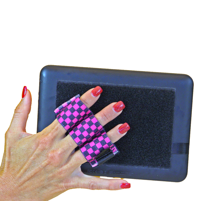 Heavy Duty 3-Loop Tablet Grip - Pink and Black Checkers