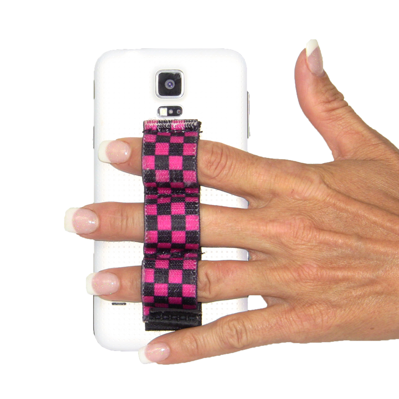3-Loop Phone Grip - Black & Pink Checkers