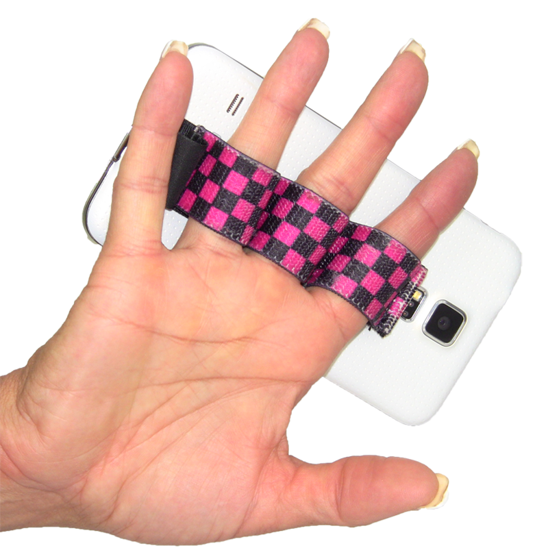 3-Loop Phone Grip - Black & Pink Checkers