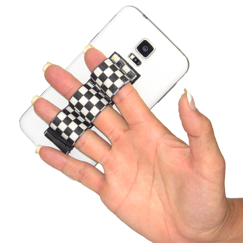 3-Loop Phone Grip - Black & White Checkers