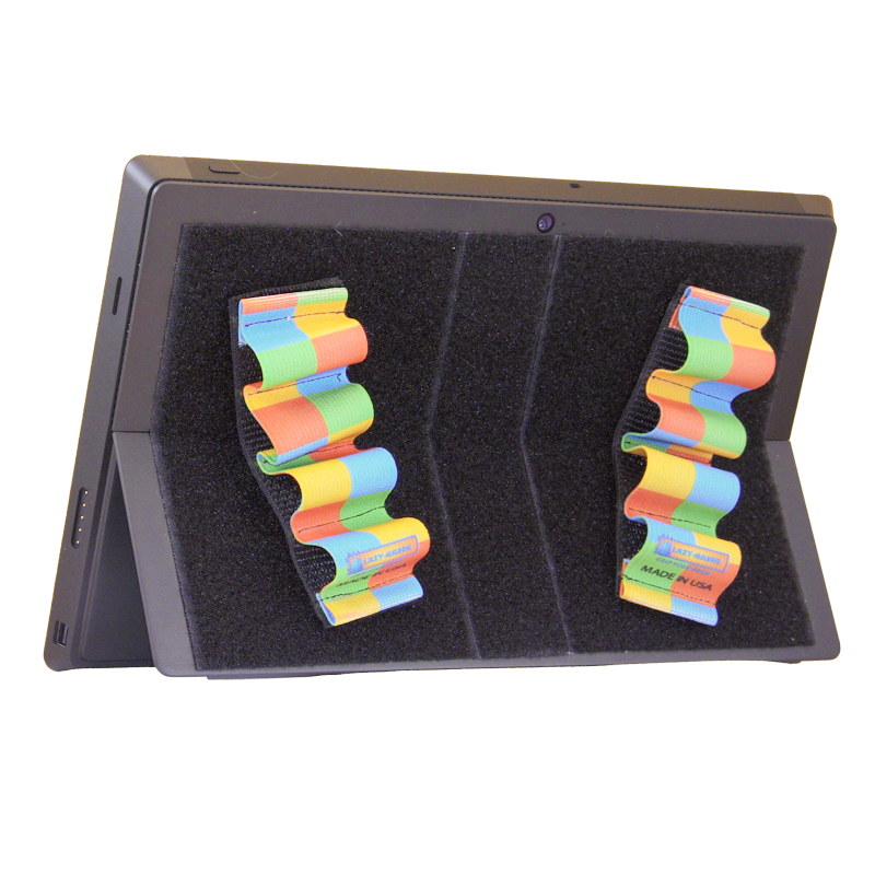 Heavy-Duty 4-Loop Grips (x2 Grips) for Tablets & Surface - Rainbow Checkers