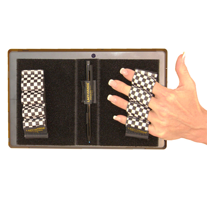 Heavy-Duty 4-Loop Grips (x2 Grips) + Stylus Grip for Tablets & Surface - Black & White Checkers