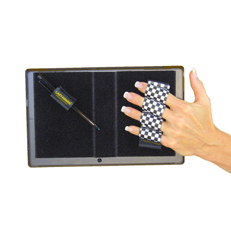 Heavy-Duty 4-Loop Grip (x1 Grips) + Stylus Grip for Tablets & Surface - Black & White Checkers