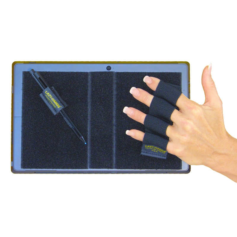 Heavy-Duty 4-Loop Grip (x1 Grip) + Stylus Grip for Tablets & Surface - Black
