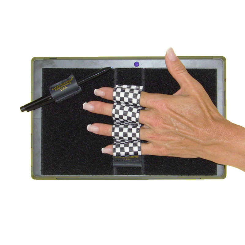 Heavy-Duty 4-Loop Grip (x1 Grip) + Stylus Grip for Tablets & Surface - Black & White Checkers