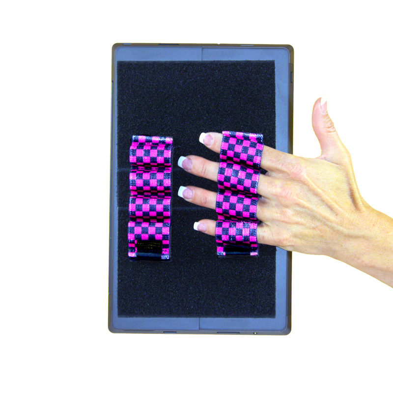 Heavy-Duty 4-Loop Grips (x2 Grips) for Tablets & Surface - Black & Pink Checkers