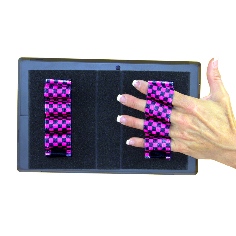 Heavy-Duty 4-Loop Grips (x2 Grips) for Tablets & Surface - Black & Pink Checkers