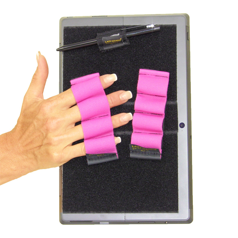 Heavy-Duty 4-Loop Grips (x2 Grips) + Stylus Grip for Tablets & Surface - Pink