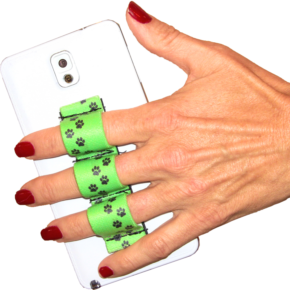 Paw Prints Green 3-loop Phone Grip PG3