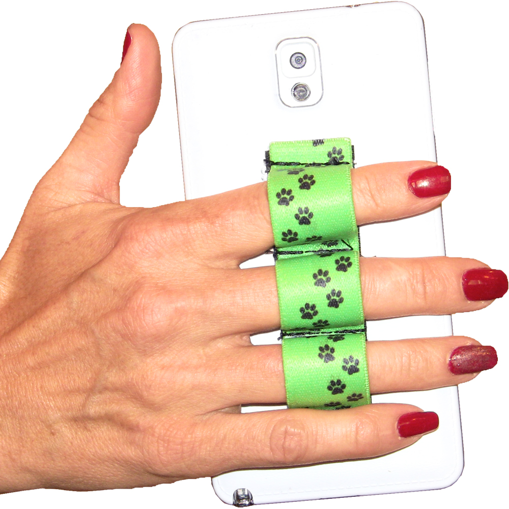 Paw Prints Green 3-loop Phone Grip PG3