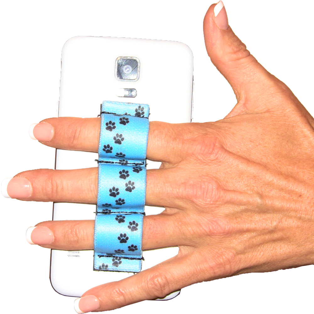 Paw Prints Lt Blue 3-loop Phone Grip PG3