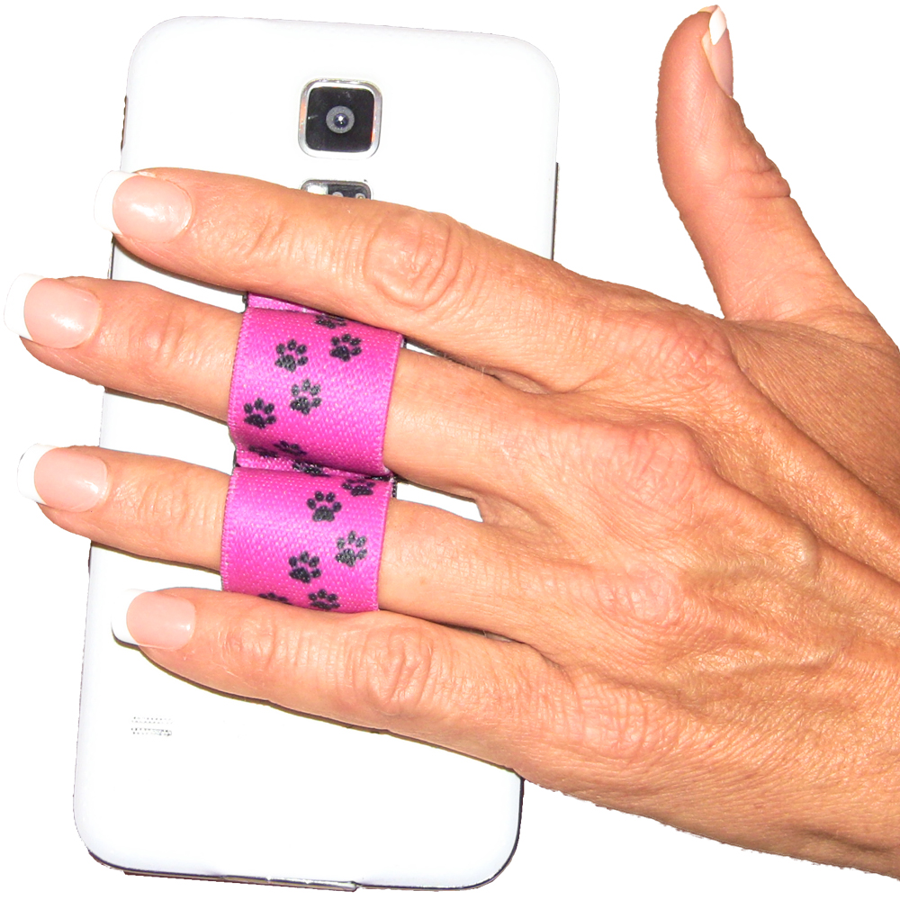 2-Loop Phone Grip PG2 Paw Prints Pink