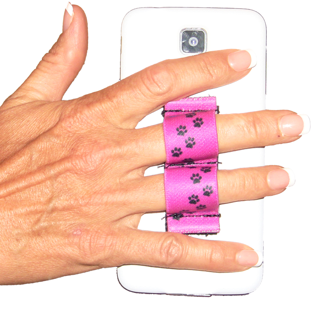 2-Loop Phone Grip PG2 Paw Prints Pink