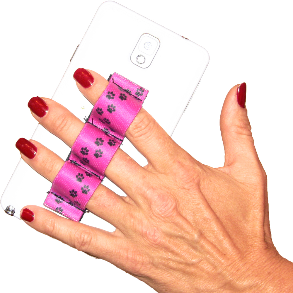 Paw Prints Pink 3-loop Phone Grip PG3