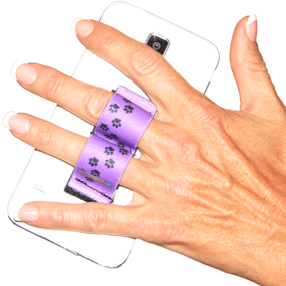 2-Loop Phone Grip PG2 Paw Prints Purple