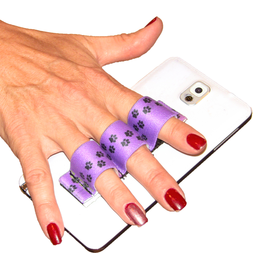 Paw Prints Purple 3-loop Phone Grip PG3