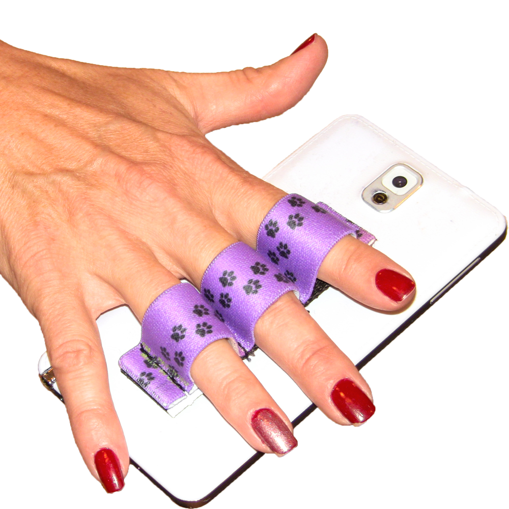 Paw Prints Purple 3-loop Phone Grip PG3