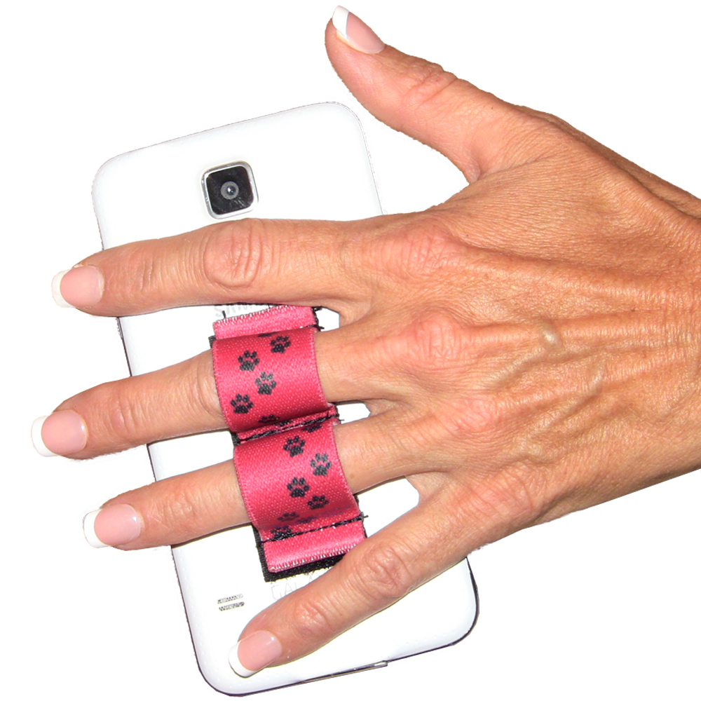 2-Loop Phone Grip PG2 Paw Prints Red