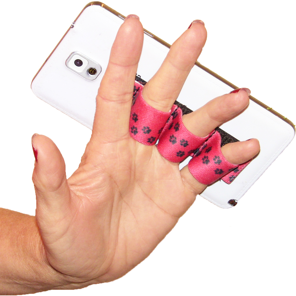 Paw Prints Red 3-loop Phone Grip PG3