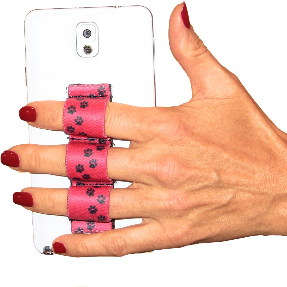 Paw Prints Red 3-loop Phone Grip PG3